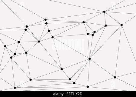 Minimalist digital grid design featuring nodes and thin black lines. Concept of global connection technology science neural network internet link syst Stock Vector