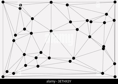 Abstract low poly background with connected black dots and lines on light gray background. Futuristic design with intricate network structure, perfect Stock Vector