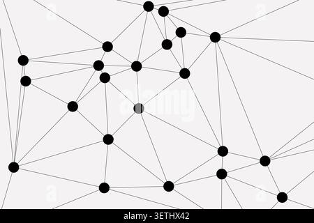 Intricate abstract geometric network featuring numerous black dots connected by fine lines. Complex pattern ideal for depicting data flow, technologic Stock Vector