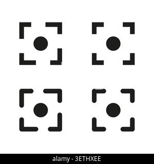 Set of black focus point and selection frame icons vector. Perfect for camera interface design and modern business presentations. EPS 10. Stock Vector