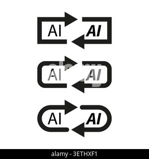AI process loop and data exchange icon set vector. Graphic supports technology presentations and machine learning infographics. EPS 10. Stock Vector