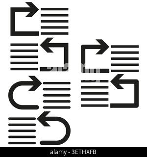 Indent and outdent text formatting icon set for UI design vector. Ideal for web application toolbars and word processor menus. EPS 10. Stock Vector