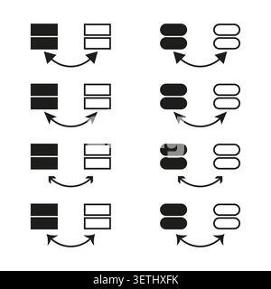 Minimalist data synchronization and database transfer icons vector. Ideal for network diagrams server backup and file exchange UI. EPS 10. Stock Vector