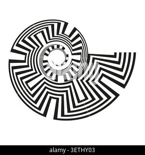 Geometric spiral maze with a hypnotic optical illusion vector. Perfect for contemporary branding and abstract backgrounds. EPS 10. Stock Vector