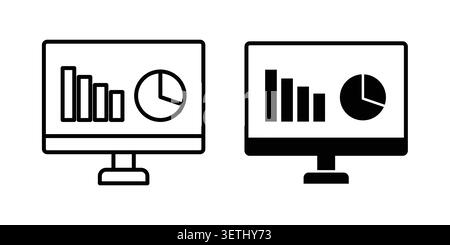 Analytics Monitor icon set. Vector EPS 10. Stock Vector