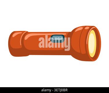 Classical flashlight with simple button. Cartoon vector illustration on white background Stock Vector
