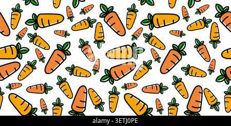Carrot seamless pattern design. Flat carrot design  for kitchen wallpaper, textile, fabric, paper, carrot background Stock Vector