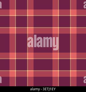 Bandanna fabric background pattern, guy seamless plaid vector. Autumn tartan texture check textile in red and pink colors palette. Stock Vector