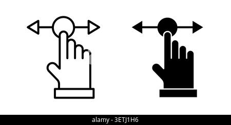 Push to slide right and left gesture icon set. Vector EPS 10. Stock Vector