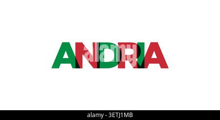Andria in the Italia emblem for print and web. Design features geometric style, vector illustration with bold typography in modern font. Graphic sloga Stock Vector