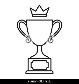 Trophy cup crown black vector element features professional royal success. Premium achievement visualizes classical business victory reward. eps 10 Stock Vector