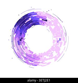 Abstract digital ring interface made from layered geometric arc blocks Stock Vector