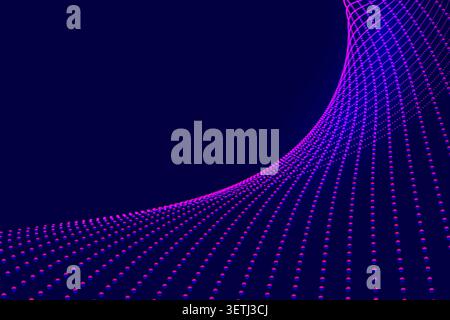 Abstract technology illustration with luminous particle arrays creating a smooth flowing wave pattern. Perfect for AI, machine learning, data analytic Stock Vector