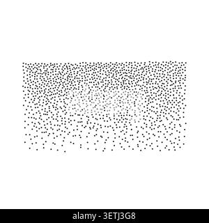 Geometric form sand effect stipple textured shapes vector illustration, round confetti dots grunge pattern. Abstract ornament festive template concept, speckled chaotic particles, geometric image Stock Vector
