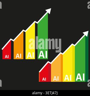 AI performance graph showing increasing efficiency trend vector. Ideal for technology concepts and artificial intelligence reports. EPS 10. Stock Vector