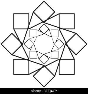 Abstract geometric star ornament with symmetrical line art vector. Perfect for technical illustrations and modern branding elements. EPS 10. Stock Vector