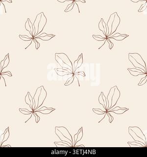 Autumn chestnut leaves seamless pattern vector doodle background Stock Vector