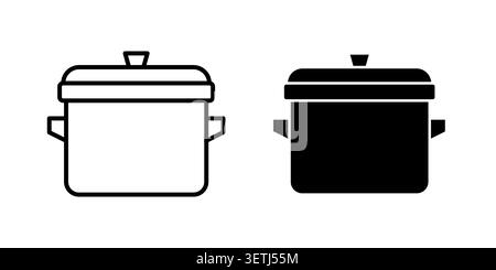 Crock pot icon set. Vector EPS 10. Stock Vector