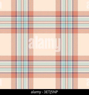 Mature fabric plaid tartan, soft texture textile pattern. Event check background seamless vector in antique white and red colors palette. Stock Vector