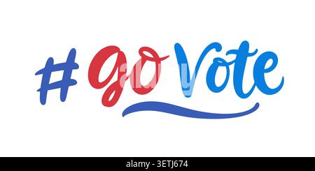 Go Vote 2026 lettering with check mark election Stock Vector