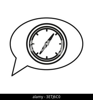 Speech bubble with compass shows direction guidance. Icon for navigation, travel, and strategy on white background. Vector EPS 10. Stock Vector
