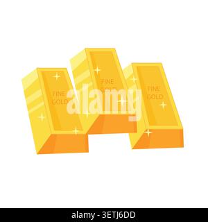 Cartoon illustration of gold bars shining. Perfect for banks design and stocks. Stock Vector