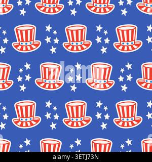 Patriotic USA seamless pattern with Uncle Sam hats Stock Vector