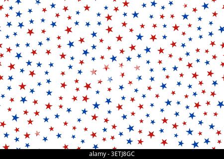 Stars red and blue on white background. Seamless pattern Stock Vector