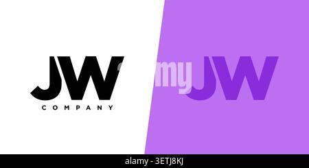 Trendy letter J and W, JW logo design template. Minimal monogram initial based logotype for company identity. Stock Vector