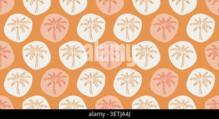 Tropical seamless pattern with palm tree circles Stock Vector