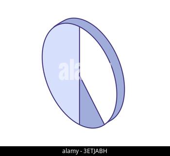 Round chart. Line art style. Isometric icon vector illustration for infographics, business presentations, analytics, data. Stock Vector