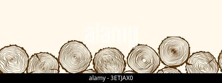 Tree ring wood trunk cut line texture pattern doodle annual luxury illustration with golden concentric timber circles and elegant black background for Stock Vector