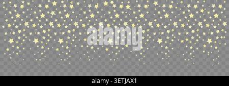 Bright Star glitter overlay with falling glow particles and golden shimmer trail. Decorative vector background for festive celebration banner Stock Vector