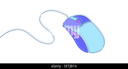 Computer mouse.One line drawing.Linear style.Vector illustration . Stock Vector