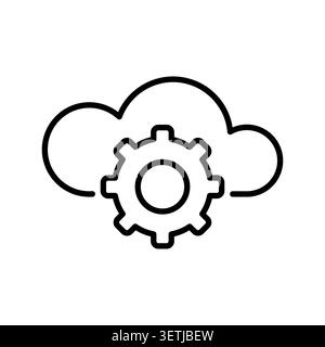 Cloud gear setting vector icon features internet server data. Online computing storage highlights technical optimization. eps 10 Stock Vector