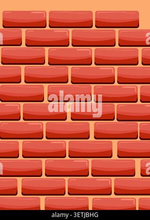 Flat vector illustration of a repeating brick wall pattern with warm earthy tones, designed for backgrounds, textures, construction themes, architectu Stock Vector
