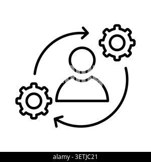 User workflow gear vector icon features sync cycle arrow. Employee training process visualizes mechanical progress. eps 10 Stock Vector