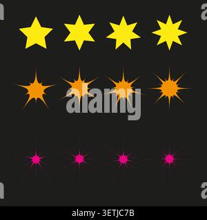 Colorful star sparkle and burst shapes collection vector. Ideal for visual effects animation and graphic design. EPS 10. Stock Vector