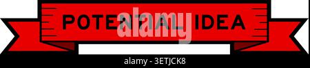 Ribbon label banner with word potential idea in red color on white background Stock Vector