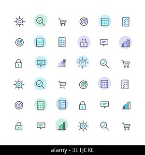 Icon Sets vector background with crisp scalable linework for microstock and commercial design projects. Stock Vector