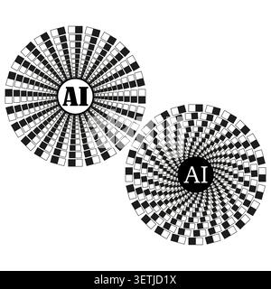 AI artificial intelligence logo with optical illusion vector. Graphic supports technology branding and data visualization projects. EPS 10. Stock Vector