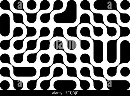 Connected round shapes pattern. Trendy metaballs background. Linked liquid drops, neurons or biological cells. Modern abstract print. Vector graphic illustration. Stock Vector