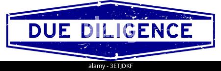 Grunge blue due diligence word hexagon rubber seal stamp on white background Stock Vector