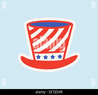 Uncle Sam hat sticker for 4th of July, USA design Stock Vector