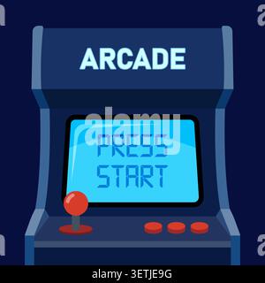 Retro arcade machine icon in flat style. Gaming console vector illustration on isolated background. Computer screen sign business concept. Stock Vector