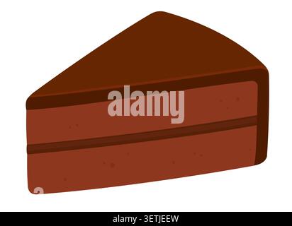 Sachertorte, traditional Austrian chocolate cake with ganache frosting. Slice of cake isolated vector illustration. Stock Vector