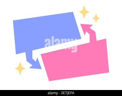 Blank comic book style VS banner, two text boxes with arrows pointing at each other. Simple flat vector design element. Stock Vector