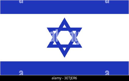 Vector illustration of Israelâs flag, blue stripes, white background, central Star of David symbol Stock Vector