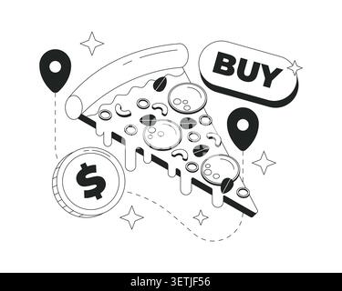 Funky pizza buy clean onboarding illustration Stock Vector