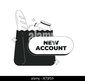 Funky grocery new account clean onboarding illustration Stock Vector